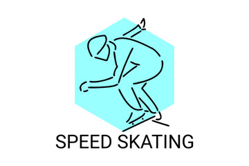 speed skating vector line icon. skate on ice, practice speed skating. sport pictogram illustration.
