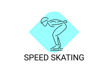 speed skating vector line icon. skate on ice, practice speed skating. sport pictogram illustration.

