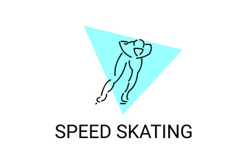 speed skating vector line icon. skate on ice, practice speed skating. sport pictogram illustration.
