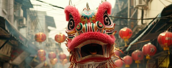 Lunar New Year dragon dance, streets alive, fortunes favored