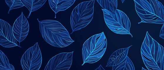 Line art wallpaper background modern design of natural jungle leaves in minimalist linear contour style. Be suitable for designing fabric, prints, covers, banners, and decorations.