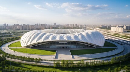 Fototapeta na wymiar Majestic Stadium Architecture - Open Sky Football Arena