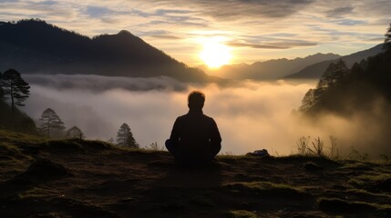 Meditation at Dawn, Himalayan Serenity. - obrazy, fototapety, plakaty
