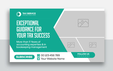Financial tax service youtube thumbnail and web banner template design