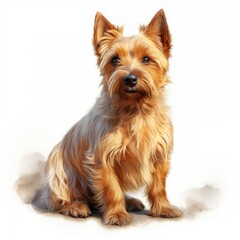 Australian terrier dog. Aussie dog clipart. Watercolor illustration. Generative AI. Detailed illustration.