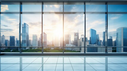 Modern skyscraper building facade with window to office background - obrazy, fototapety, plakaty