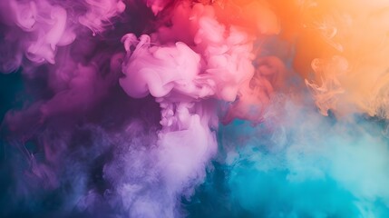 Fototapeta premium Abstract colorful, multicolored smoke spreading, bright background for advertising or design, wallpaper for gadget. Neon lighted smoke texture, blowing clouds. Modern designed.