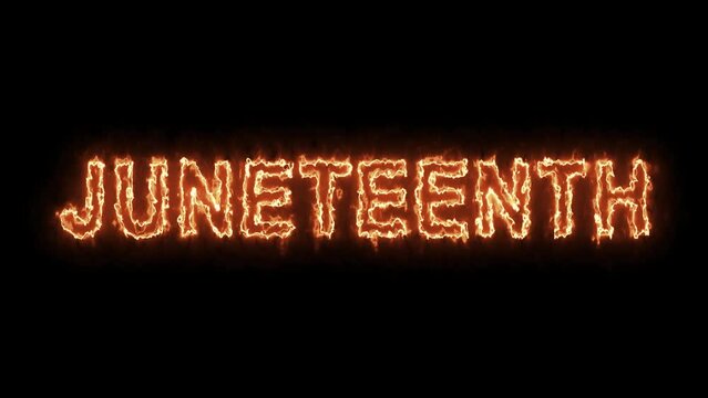 Juneteenth Freedom Day June 19. Lettering Juneteenth fire Text Animation. Great use in social media, banner, and concept for the celebration of Juneteenth Day.