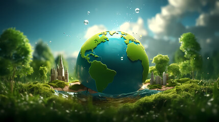 Obraz na płótnie Canvas Environmental technology concept. Sustainable development goals. Saving the environment sustainable. Environment World Earth Day.