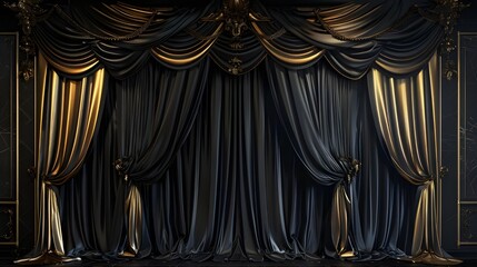 Black and gold curtain background