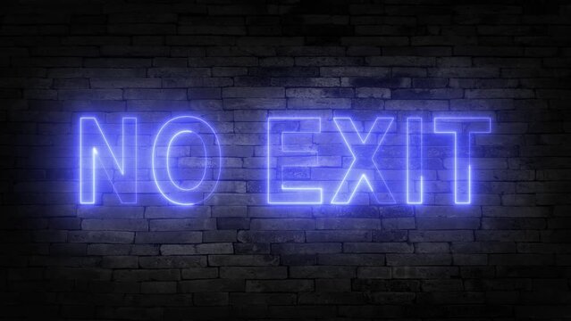 Exit Sign with Animation of Glowing green Light Isolated on Black Background, Exit Sign glowing in dark room 4k, Glowing neon exit icon isolated on black background. Emergency icon.