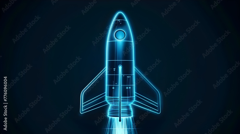 Wall mural digital rockets launch into outer space. boosting and taking off career concepts. abstract spaceship