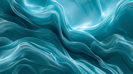 A close-up capture of exquisite turquoise satin, which undulates with grace and style emphasizing texture and luxury