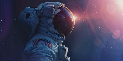 american astronaut on dark background
