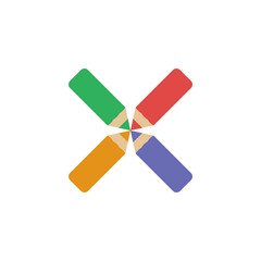 Pencils folded in the shape of a cross. Pencils folded in the shape of a cross. Four colored wooden pencils are folded together in the shape of a cross.