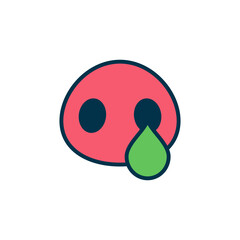 Pig nose with a drop. Color vector icon.