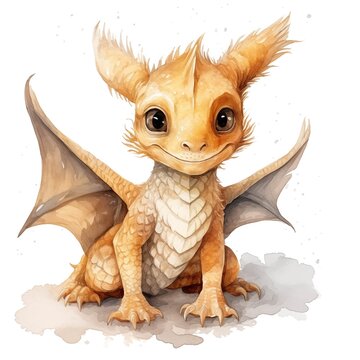 recommend clip art: Baby dragon. Chinese dragon clipart. Watercolor illustration. Generative AI. Detailed illustration.