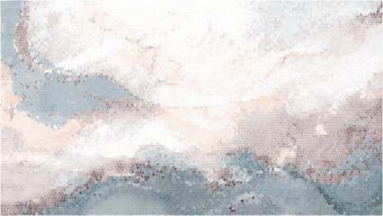 抽象的な空と海：スタイリッシュなモザイクタイル風背景イラストペールブルー - obrazy, fototapety, plakaty