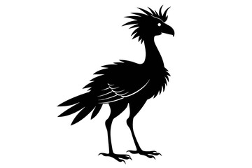 Simple  secretary bird, silhouette black vector illustration