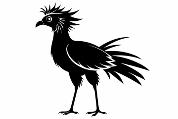Naklejka premium Simple secretary bird, silhouette black vector illustration