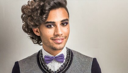 Portrait picture of a young man with professional make up