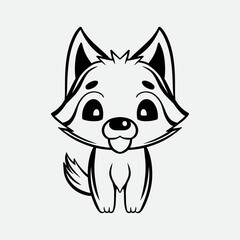 Hand drawn cute dog outline illustration
