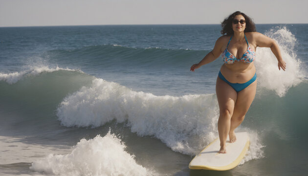 overweight woman surfer