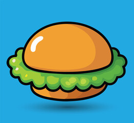 Hand Drawn Burger Vector Illustration. Burger with juicy beef.