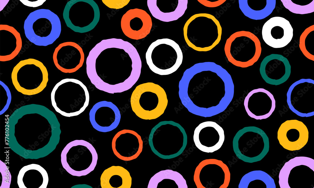 Aufkleber colorful circle doodle seamless pattern. seamless hand drawn pattern with colorful dots. vector brus