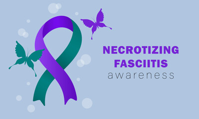Necrotizing Fasciitis Awareness Day. Ribbon and butterfly vector illustration. Treatment and prevention. Medicine and health concept - 776102478
