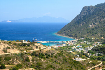 Kefalos port seen from Kefalos Castle on the island of Kos. Greece, Europe