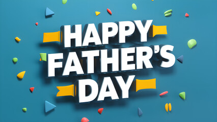 Celebrating fathers day with bold text on a blue background.