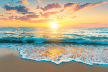 Photo beautiful sunset on the beach photo as a background - Powered by Adobe