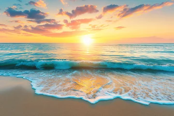 Selbstklebende Fototapeten Photo beautiful sunset on the beach photo as a background © yuniazizah