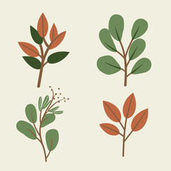 Flat style green leaves collection