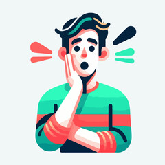 vector image of shocked male expression