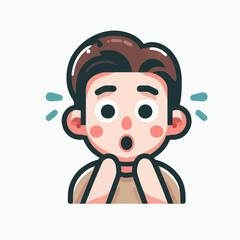 vector image of shocked male expression