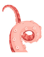 Octopus tentacles or sea squid icon. Spooky marine monster arm on white background. cartoon underwater animal