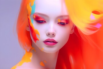 Colorful Oil Paint Animation: A Digital Portrait of a Girl
