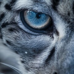 close up of a snow leopard eye