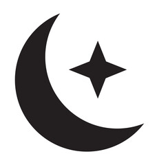 Moon and star decorations. Islamic object collection isolated on white background.