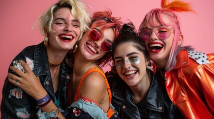 Group Portrait: Stylish Female Fashion Models in Studio Photoshoot