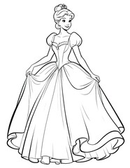 Fototapeta premium Cinderella Illustration to Color