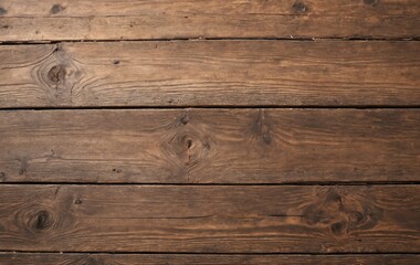 Fototapeta premium Closeup of brown hardwood table on wooden flooring