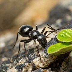 black ant on a leaf