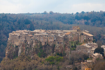 Fototapeta na wymiar Panoramic view of Calcata, a charming medieval village in Lazio, Italy.