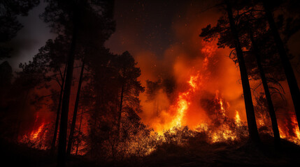 Natural Disaster, Forest Fire, Wildfires. - obrazy, fototapety, plakaty