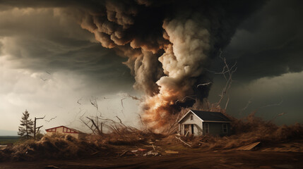 Natural Disaster, Tornado. - obrazy, fototapety, plakaty