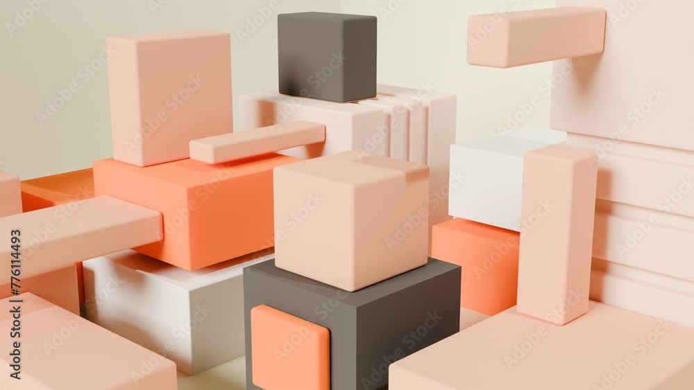 Poster 3d render of a blocks