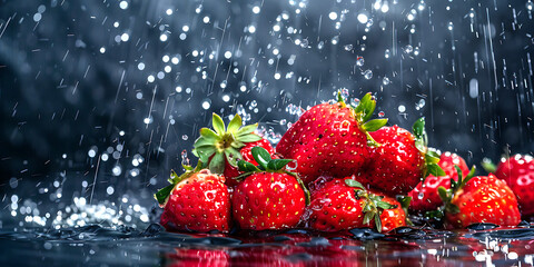 strawberries in water. strawberries in water splash